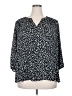 Daniel Rainn Animal Print Black 3/4 Sleeve Blouse Size 2X - photo 1
