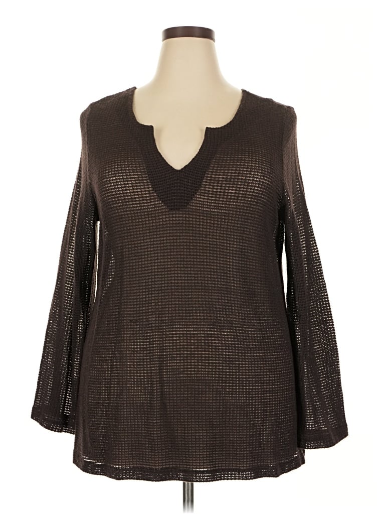 Pre-owned Avenue 3/4 Sleeve T-shirt In Brown