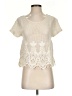 MNG 100% Viscose Ivory Short Sleeve Top Size XS - photo 1
