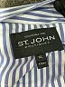 St. John Stripes Blue 3/4 Sleeve Button-Down Shirt Size XL - photo 7