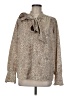W by Worth 100% Polyester Animal Print Silver Long Sleeve Blouse Size M - photo 1