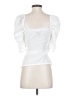 Something Navy 100% Polyester White Short Sleeve Top Size XXS - photo 2