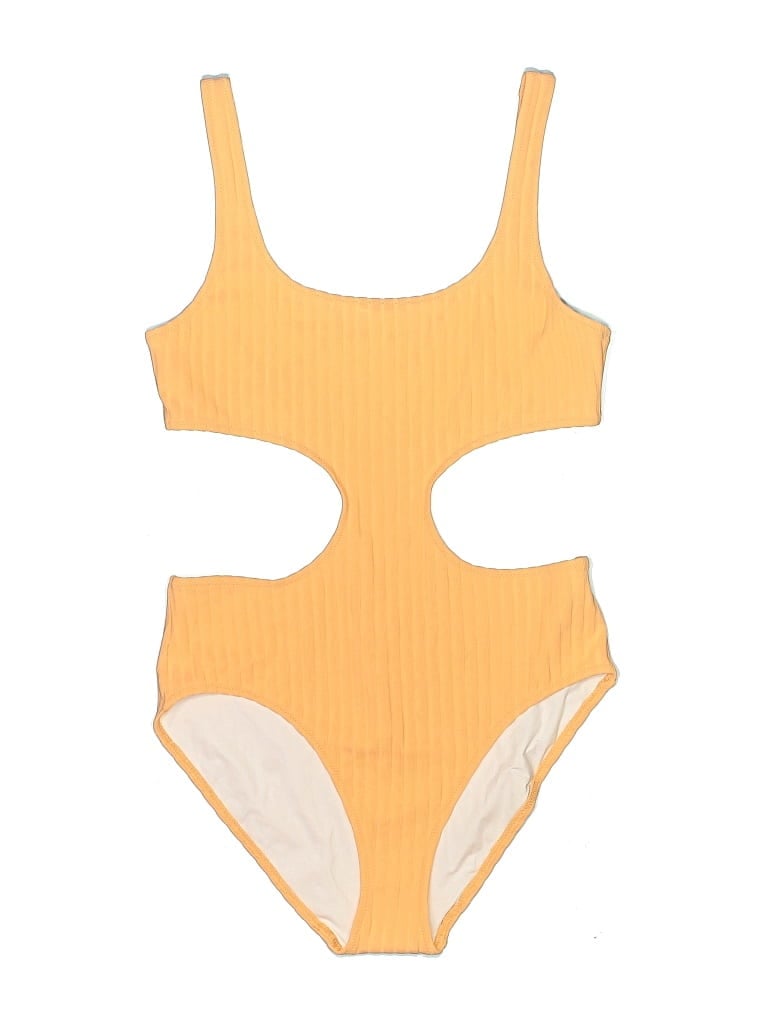 Pre-owned Solid & Striped One Piece Swimsuit In Yellow