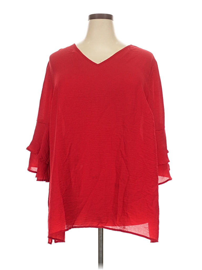 Pre-owned Catherines 3/4 Sleeve Blouse In Red