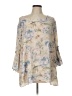 Rose + Olive 100% Polyester Tan Ivory 3/4 Sleeve Blouse Size L (estimated) - photo 1