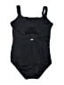 Lands' End Color Block Solid Black One Piece Swimsuit Size 14 - photo 2