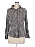 David Cline Stripes Silver Long Sleeve Blouse Size M - photo 1