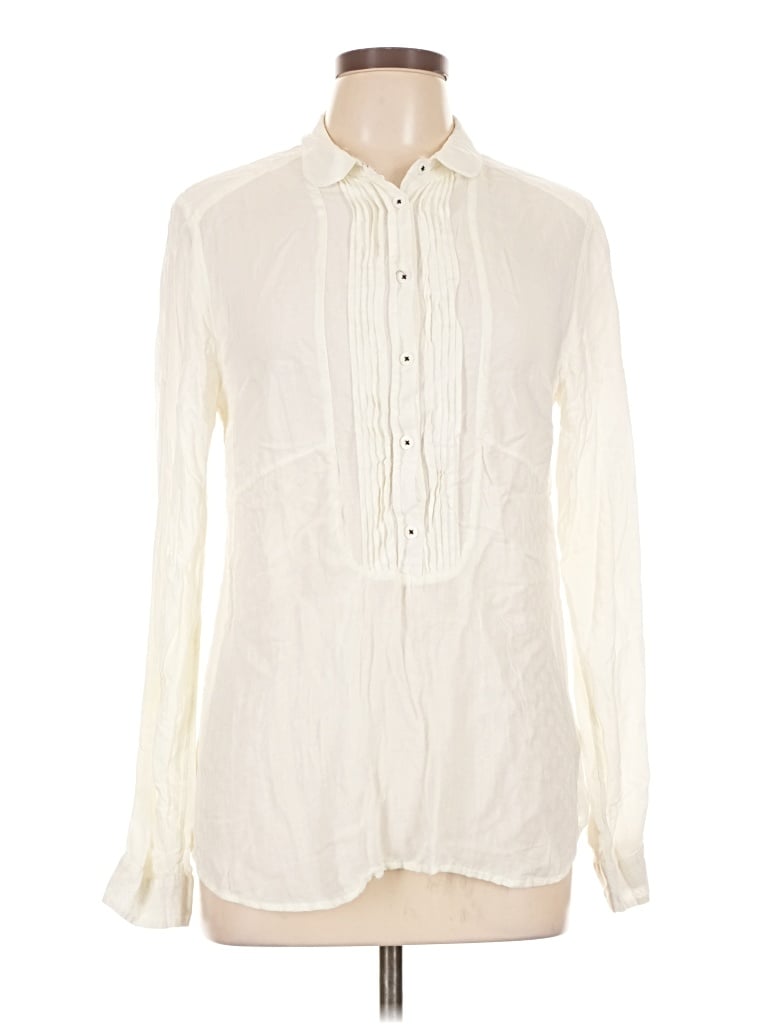 Pre-owned Maeve Long Sleeve Blouse In White