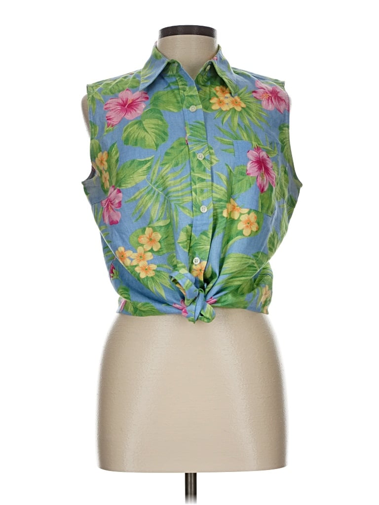 Pre-owned Polo Ralph Lauren Sleeveless Button Down Shirt In Green