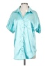 Jess Lea Teal Short Sleeve Blouse Size S - photo 1