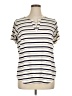 89th & Madison Stripes Ivory Short Sleeve Henley Size 1X - photo 1