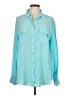 Equipment 100% Silk Color Block Teal Blue Blouse Size L - photo 1