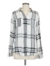 Tinsel 100% Viscose Plaid Silver Long Sleeve Blouse Size M - photo 1