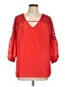 AGB 100% Polyester Red 3/4 Sleeve Blouse Size L - photo 1