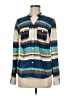 Coupé Collection 100% Polyester Stripes Teal Long Sleeve Blouse Size M - photo 1