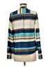 Coupé Collection 100% Polyester Stripes Teal Long Sleeve Blouse Size M - photo 2