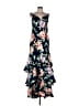 Sequin Hearts 100% Polyester Floral Black Blue Cocktail Dress Size 13 - photo 1