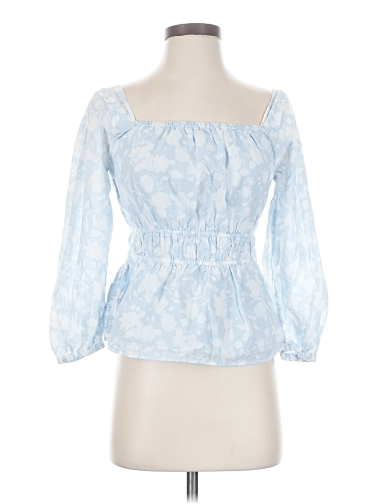 Pre-owned Free Assembly 3/4 Sleeve Blouse In Blue