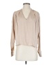 Intermix Solid Tan Long Sleeve Silk Top Size P (petite) - photo 1