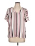W5 100% Polyester Stripes Pink Short Sleeve Blouse Size L - photo 1