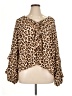 Torrid 100% Polyester Animal Print Brown Long Sleeve Blouse Size 1X Plus (1) - photo 1