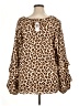 Torrid 100% Polyester Animal Print Brown Long Sleeve Blouse Size 1X Plus (1) - photo 2