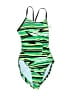 Nike 100% Polyester Stripes Green One Piece Swimsuit Size 10 - photo 1