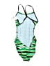 Nike 100% Polyester Stripes Green One Piece Swimsuit Size 10 - photo 2