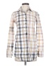 Free People 100% Cotton Plaid Ivory Long Sleeve Button-Down Shirt Size 0 - photo 1