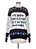 Ugly Christmas Sweater 100% Acrylic Fair Isle Graphic Hearts Blue Pullover Sweater Size XS - photo 1