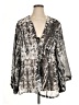 Assorted Brands 100% Polyester Silver Black Long Sleeve Blouse Size XL (estimated) - photo 1