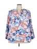Zac & Rachel 100% Polyester Floral Blue 3/4 Sleeve Blouse Size 3X - photo 1