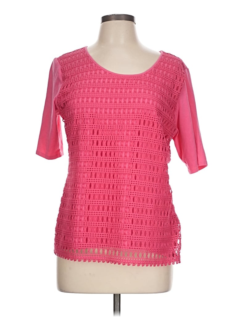 Pre-owned Ruby Rd. Short Sleeve Blouse In Pink