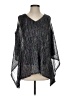 Onyx Nite Metallic Silver 3/4 Sleeve Blouse Size S - photo 1