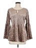 Investments 100% Polyester Brown Long Sleeve Blouse Size M - photo 1