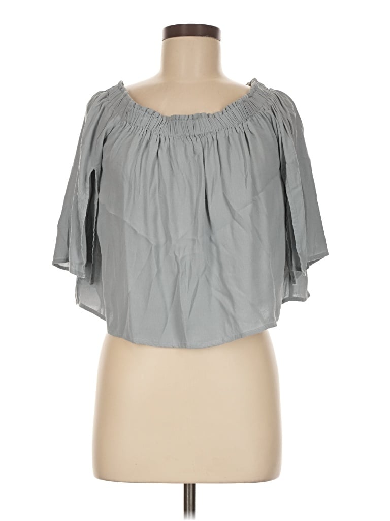 Pre-owned Astr 3/4 Sleeve Blouse In Gray