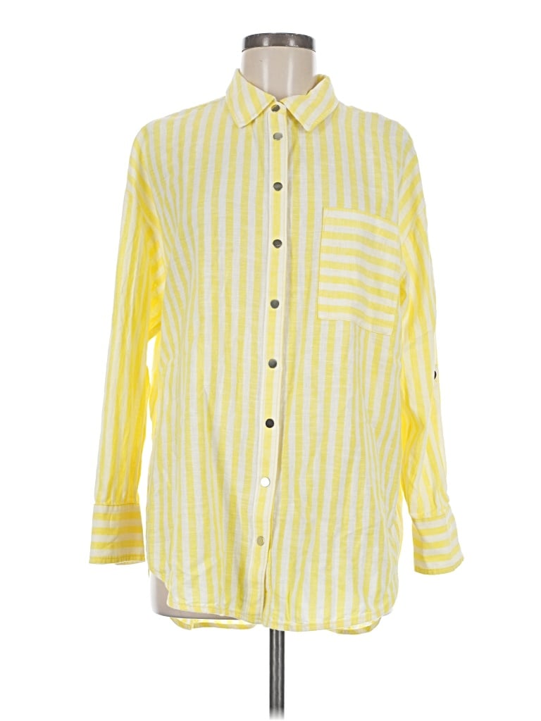 Pre-owned Maeve Long Sleeve Button Down Shirt In Yellow