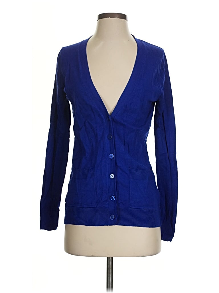Pre-owned Grace Elements Long Sleeve Top Blue Plunge Neckline Tops
