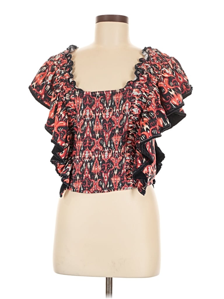 Pre-owned Let Me Be Short Sleeve Top Red Square Neckline Tops