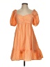 Shein 100% Polyester Checkered-gingham Orange Casual Dress Size 4 - photo 1