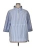 St. John Stripes Blue 3/4 Sleeve Button-Down Shirt Size XL - photo 1