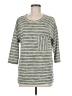 Caslon Stripes Gray 3/4 Sleeve T-Shirt Size M - photo 1