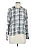 Love, Fire 100% Rayon Plaid Silver Long Sleeve Button-Down Shirt Size M - photo 1