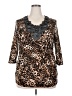 Moa Moa Animal Print Brown 3/4 Sleeve Blouse Size 2X - photo 1