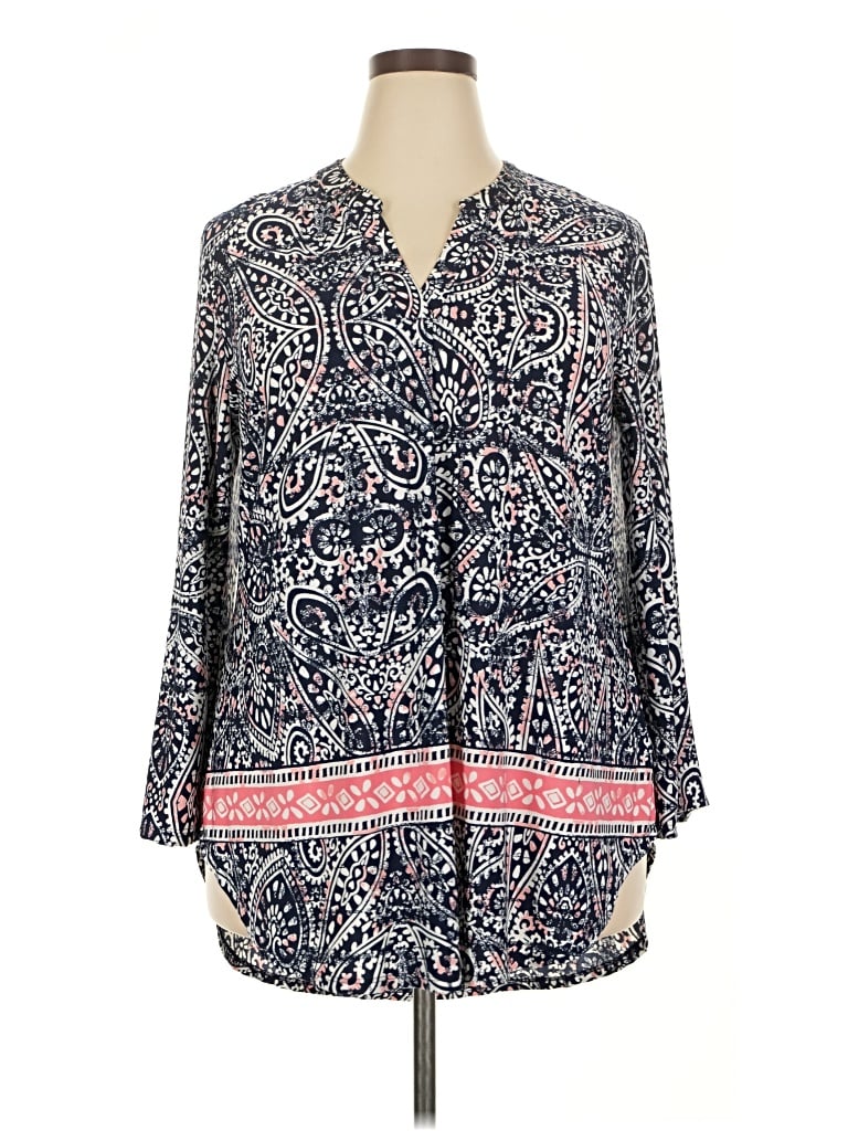 Pre-owned C Established 1946 3/4 Sleeve Blouse In Blue