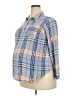 Isabel Maternity 100% Rayon Plaid Blue 3/4 Sleeve Button-Down Shirt Size XXL Maternity - photo 1