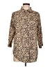 Cathy Animal Print Brown 3/4 Sleeve Button-Down Shirt Size L - photo 1