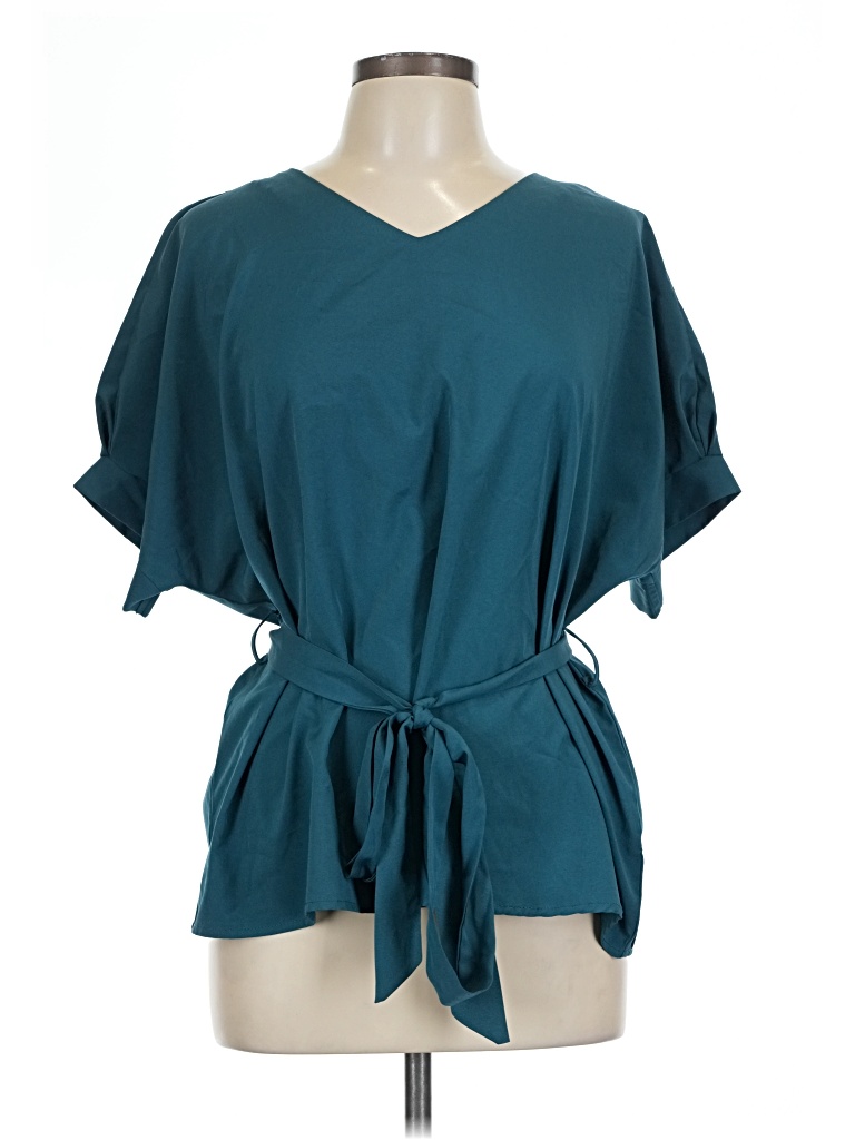 Pre-owned Unbranded Short Sleeve Blouse In Blue