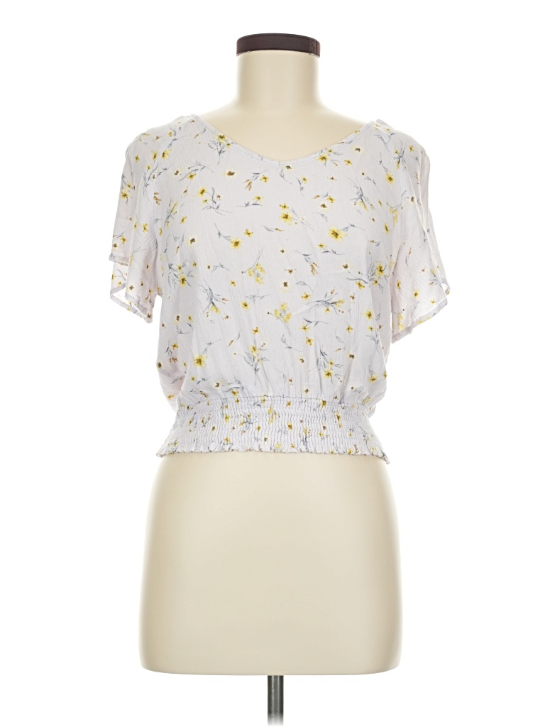 Pre-owned Unbranded Short Sleeve Blouse In Silver