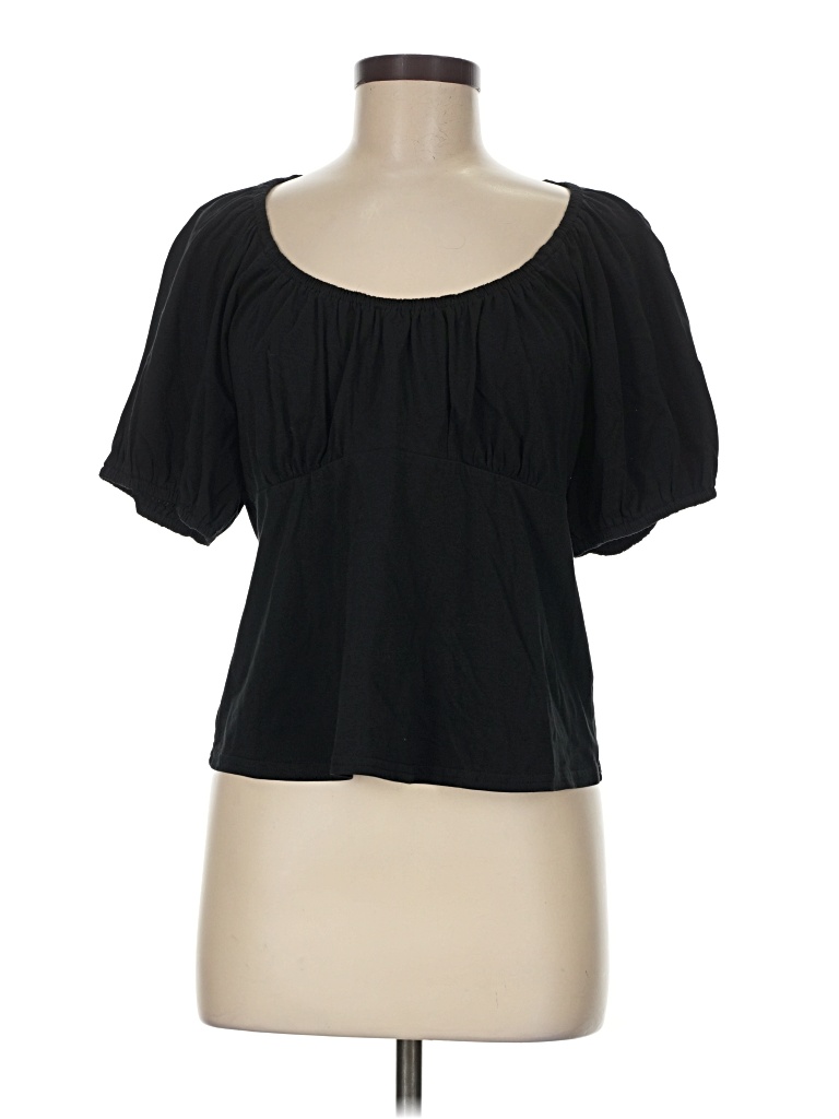 Pre-owned Jcrew Short Sleeve Blouse In Black